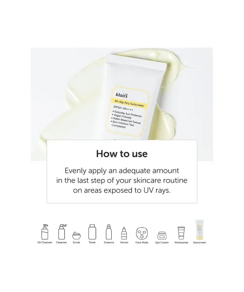 Klairs: All-Day Airy Sunscreen SPF 50+ PA++++ | 50gm