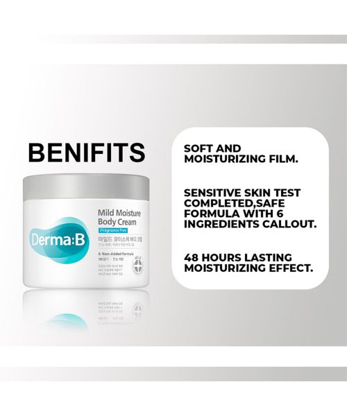 Derma B: Mild Moisture Body Cream - 430ml