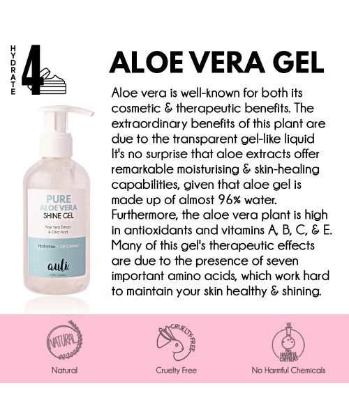 AULI: Pure Aloe Vera Gel for hydrated and balanced skin - 210gm