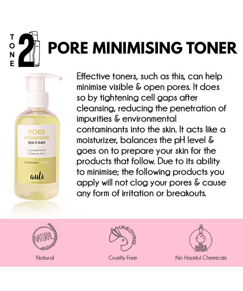 AULI: Pore Minimising Watermelon and Cucumber Toner - 100ml