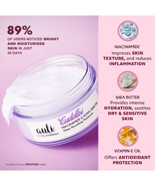 AULI: Cuddles Alpha Arbutin and Niacinamide Facial Moisturiser - 120gm