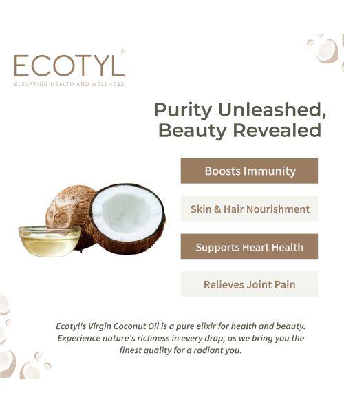 Ecotyl: Cold-Pressed Virgin Coconut Oil | Kachi Ghani | Suitable for Cooking | 500ml