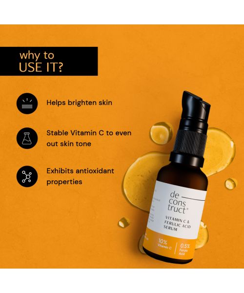 Deconstruct Skincare: Vitamin C Serum- 10% Vitamin C + 0.55% Ferulic Acid - 30ml