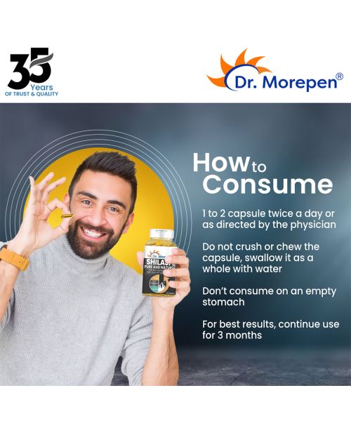 Dr. Morepen: Shilajit Capsules for Strength, Stamina, Vigour & Vitality - 60 Capsules Pack of 3