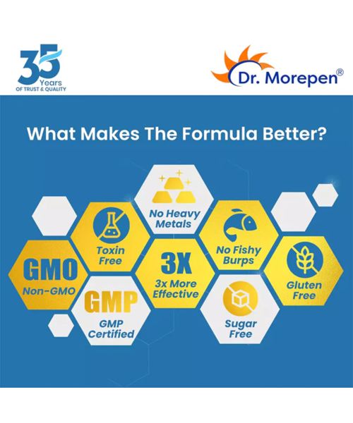 Dr. Morepen: COD Liver Oil Softgels with Natural Omega 3, Vitamin A & D and Omega 3 Deep Sea Fish Oil Triple Strength - 160 Softgels