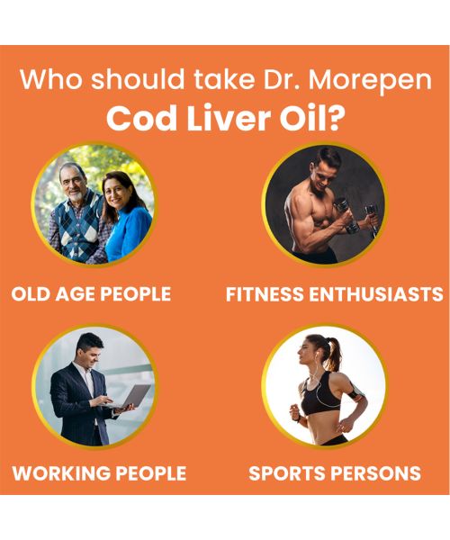 Dr. Morepen: COD Liver Oil Softgels with Natural Omega 3, Vitamin A & D and Omega 3 Deep Sea Fish Oil Triple Strength - 160 Softgels
