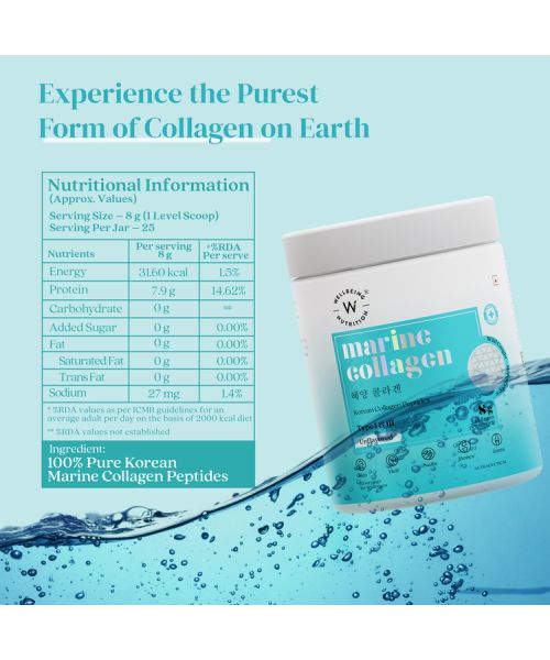 Wellbeing Nutrition: Pure Korean Marine Collagen Peptides - Unflavoured - 200 gm