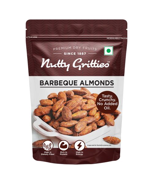 Nutty Gritties: Barbeque Almonds, Dry Roasted Non Fried and Zero Oil - 200g