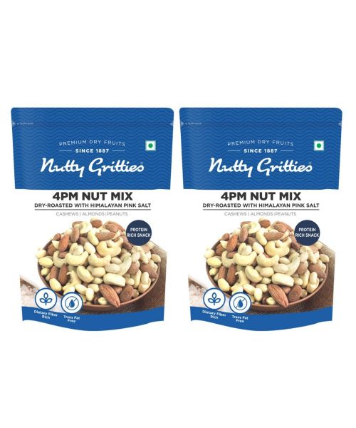 Nutty Gritties: 4PM Nut Mix, Dry-Roasted with Himalayan Pink Salt - 400g (2 Pack of 200g each)