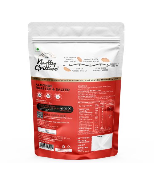 Nutty Gritties: California Roasted Almonds, Lightly Salted and Dry Roasted - 200g