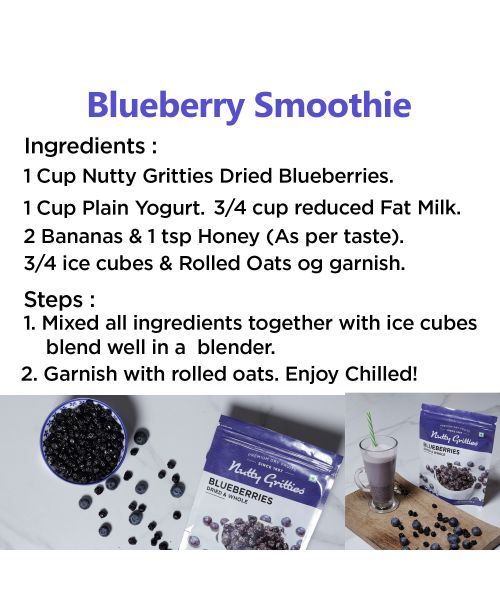 Nutty Gritties: Blueberries Dried & Whole Healthy Snack - 150g