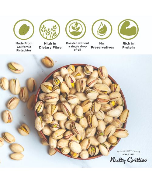 Nutty Gritties: California Roasted Pistachios, Lightly Salted and Dry Roasted - 200g