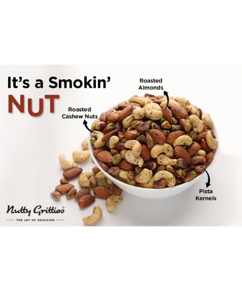 Nutty Gritties: Smoked Cocktail Nut Mix, Almonds, Cashew Nuts, Pistachio Kernels - 200g