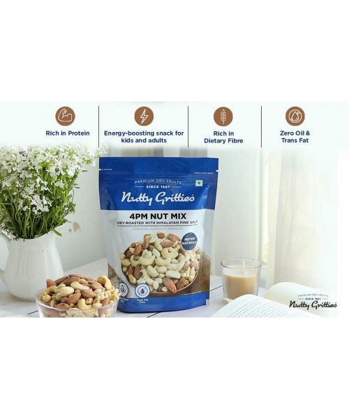 Nutty Gritties: 4PM Nut Mix, Dry-Roasted with Himalayan Pink Salt - 400g (2 Pack of 200g each)