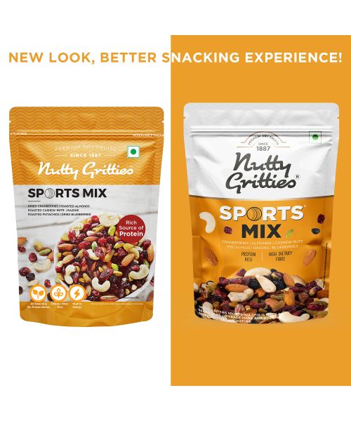 Nutty Gritties: Sports Mix - Roasted Almonds, Cashews, Pistachios, Dried Blueberries, Cranberries and Raisins - 350g