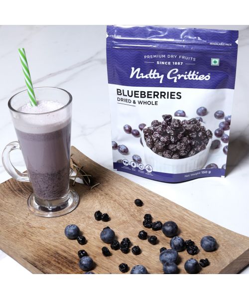 Nutty Gritties: Blueberries Dried & Whole Healthy Snack - 150g