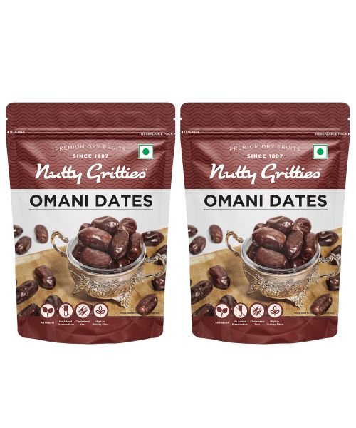 Nutty Gritties: Omani Dates, Khajoor - 1kg (2 Pack of 500g each)