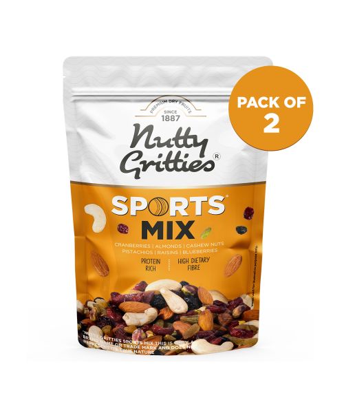 Nutty Gritties: Sports Mix - Roasted Almonds, Cashews, Pistachios, Dried Blueberries, Cranberries and Raisins - 400g (2 pack of 200g each)