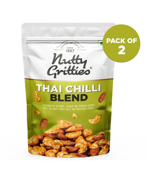 Nutty Gritties: Thai Chilli Blend Trail Mix - Almonds, Cashews and Peanuts - Healthy Party Snack - 400g (2 Pack of 200g each)