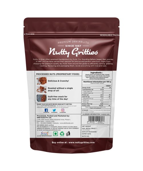 Nutty Gritties: Barbeque Almonds, Dry Roasted Non Fried and Zero Oil - 400g (2 Pack of 200g each)