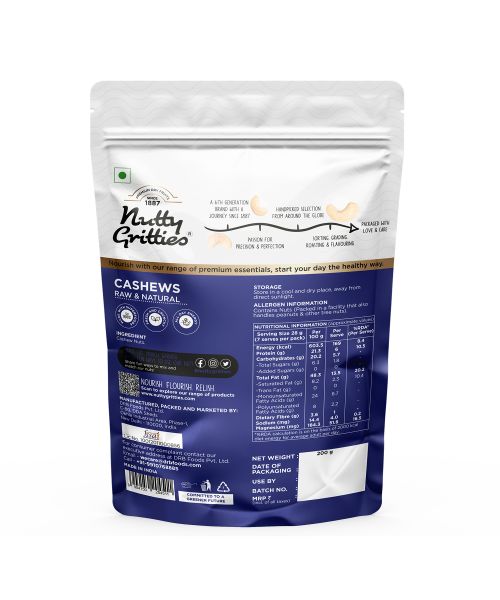 Nutty Gritties: Cashew Nuts, Whole Jumbo in size W240 - 400g (2 Pack of 200g each)