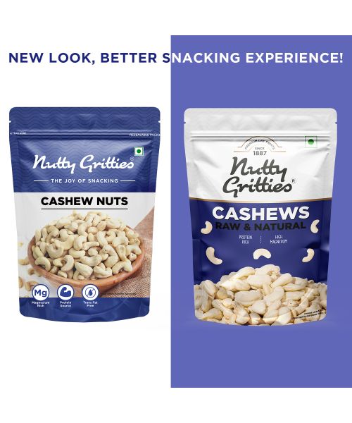 Nutty Gritties: Cashew Nuts, Whole Jumbo in size W240 - 400g (2 Pack of 200g each)
