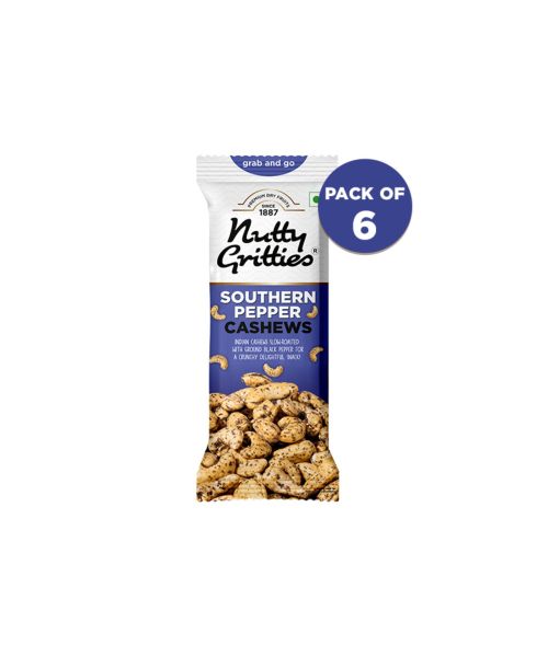 Nutty Gritties: Southern Pepper Cashews ( Pack of 6 x 40g each) - 240g