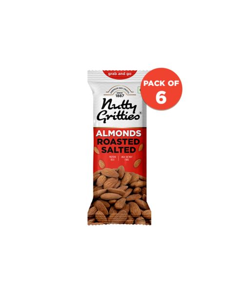 Nutty Gritties: California Almonds Roasted, Lightly Salted (Pack of 6 x 40g Each) - 240g