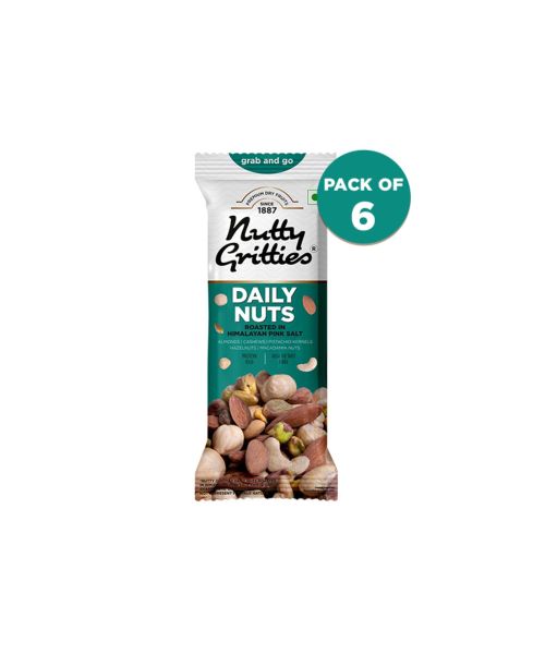 Nutty Gritties: Daily Nuts Roasted in Himalayan Pink Salt (Pack of 6 x 35g each) -210g