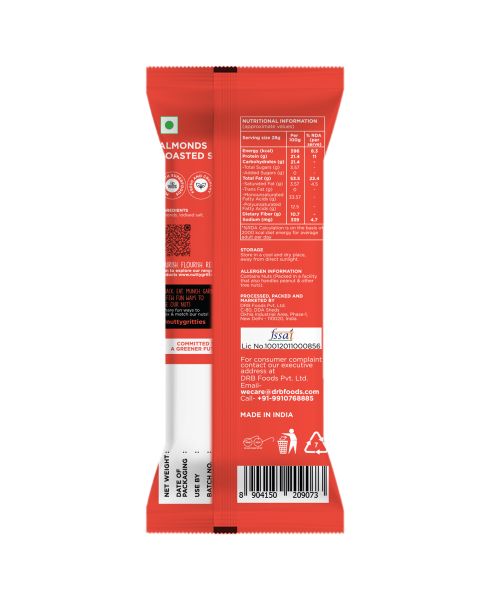 Nutty Gritties: California Almonds Roasted, Lightly Salted (Pack of 6 x 40g Each) - 240g