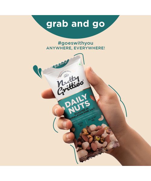 Nutty Gritties: Daily Nuts Roasted in Himalayan Pink Salt (Pack of 6 x 35g each) -210g