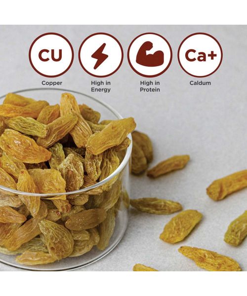 Nutty Gritties: Indian Long Raisins, Seedless Premium Green Raisins, Kishmish, Healthy Snack - 400g (2 Pack of 200g each)