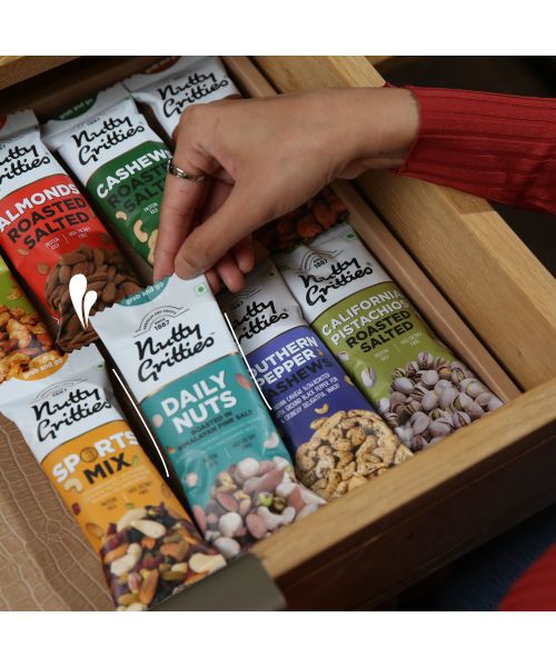 Nutty Gritties: Daily Nuts Roasted in Himalayan Pink Salt (Pack of 6 x 35g each) -210g