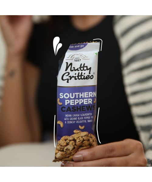 Nutty Gritties: Southern Pepper Cashews ( Pack of 6 x 40g each) - 240g
