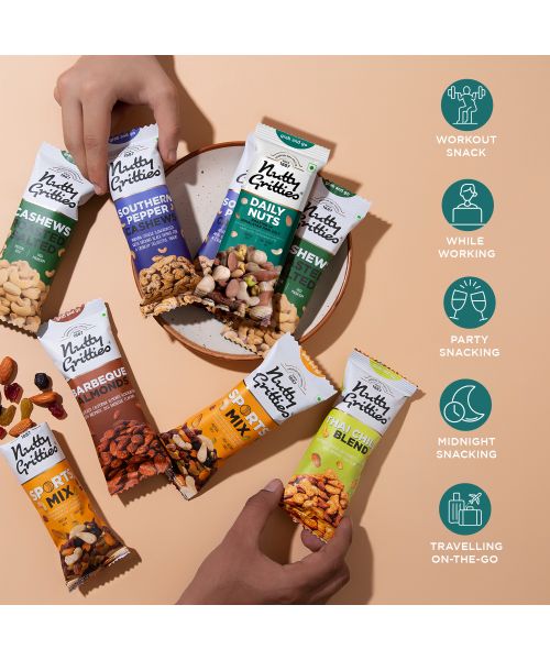 Nutty Gritties: Daily Nuts Roasted in Himalayan Pink Salt (Pack of 6 x 35g each) -210g