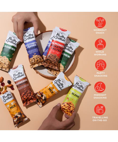 Nutty Gritties: California Almonds Roasted, Lightly Salted (Pack of 6 x 40g Each) - 240g