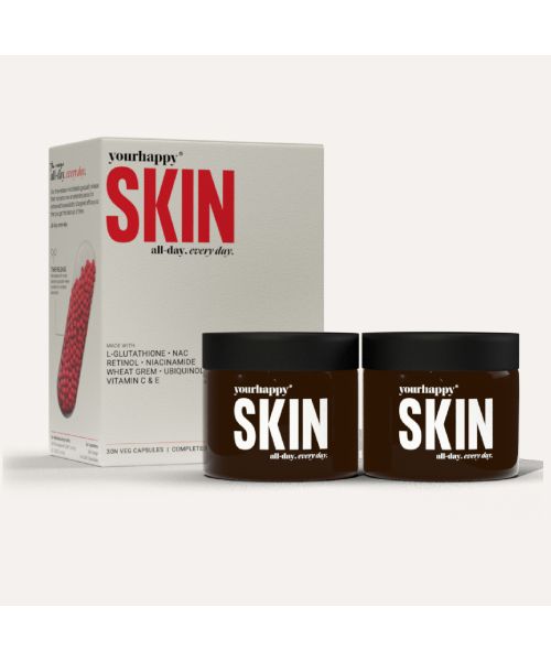 YourHappyLife: Skin Capsules with Activated L- Glutathione, NAC, Niacinamide & Retinol for Smooth, Radiant & Clear Complexion- 60 Capsules.