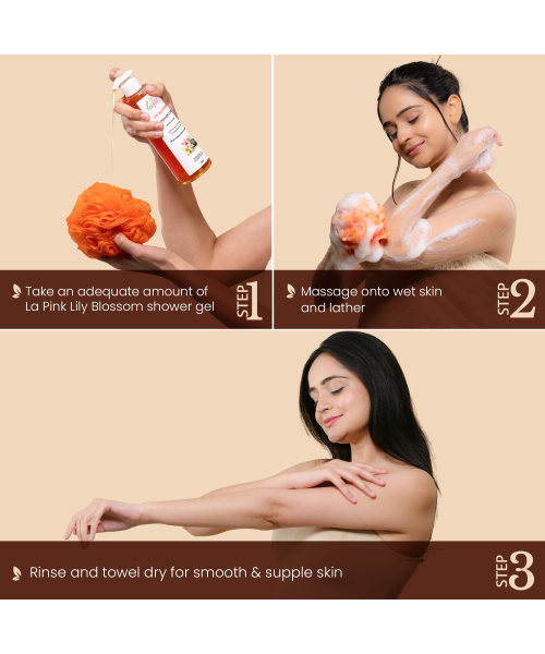 La Pink: Lily Blossom Shower Gel with White Haldi for Soothing and Calming Skin | 100% Microplastic Free Formulation | Suitable for All Skin Types | 250 ML
