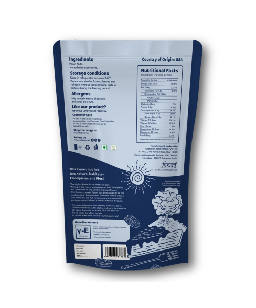 Flyberry Gourmet: Pecan Nuts 100g | Imported From US | 100% Natural | Rich in Vitamin E, Zinc and Magnesium