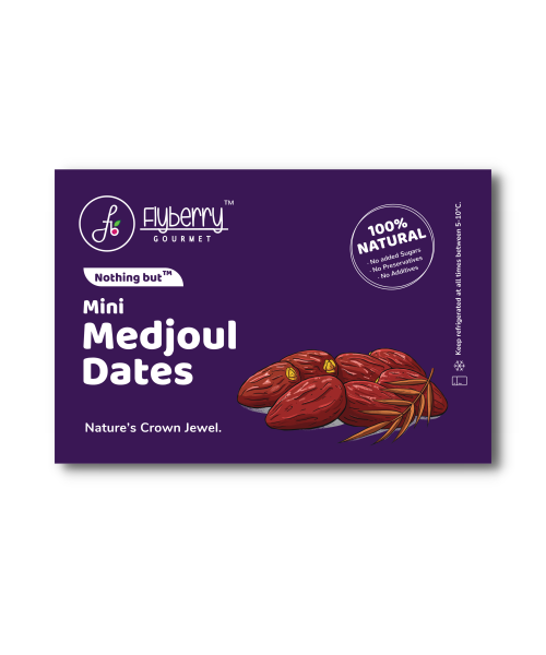 Flyberry Gourmet: Mini Medjoul/Medjool Dates (Khajoor/Khajur) 1kg | 100% Natural | Rich in Calcium, Iron and Potassium | Instant Energy