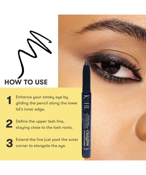 Oceglow: Smoky Drama black Kajal Pencil for Women | 24Hr Long-Lasting Kajal Pencil