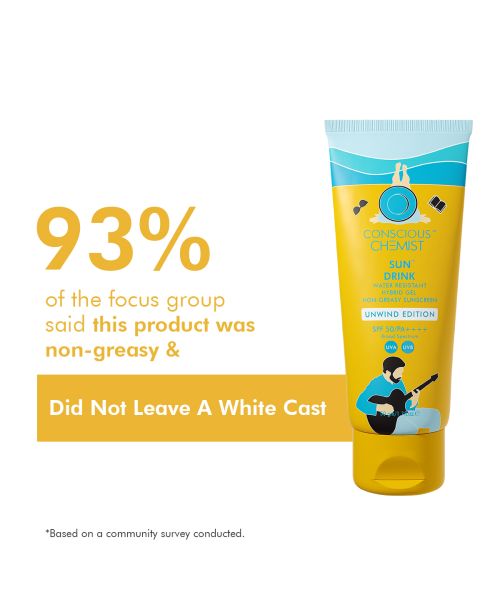 Conscious Chemist: Unwind Sun Drink Gel Spf 50 Pa++++ Sunscreen | Fragrance-Free, Water Resistant, Non-Greasy & Uva/Uvb Protection (50g)