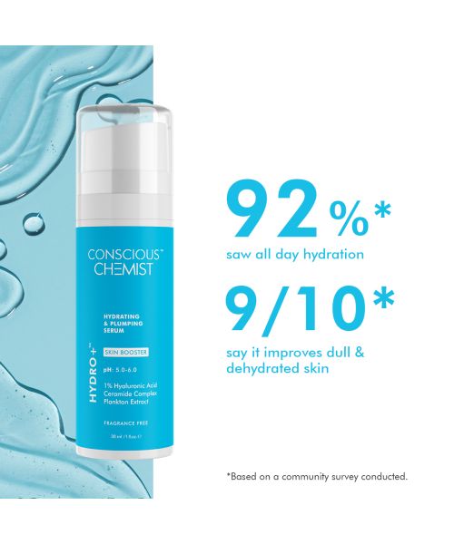 Conscious Chemist: 1% Hyaluronic Acid Serum for Dry Skin with Ceramides & Plankton extract Treats Dull & Dehydrated Skin - 30ml