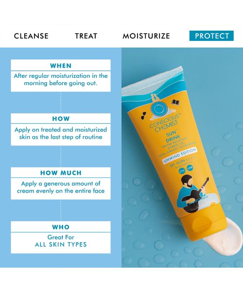 Conscious Chemist: Unwind Sun Drink Gel Spf 50 Pa++++ Sunscreen | Fragrance-Free, Water Resistant, Non-Greasy & Uva/Uvb Protection (50g)