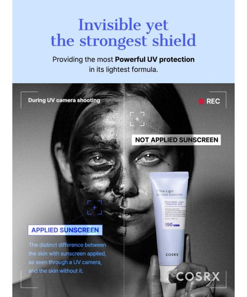 COSRX: Witch Hazel + Aloe | Ultra-Light Hydration | Invisible Face Sunscreen SPF50+ PA++++ | 50ml