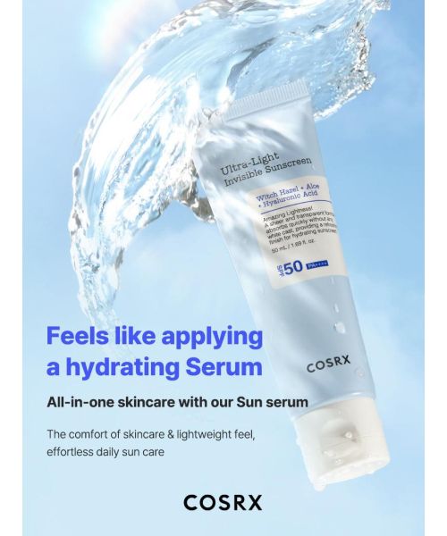 COSRX: Witch Hazel + Aloe | Ultra-Light Hydration | Invisible Face Sunscreen SPF50+ PA++++ | 50ml
