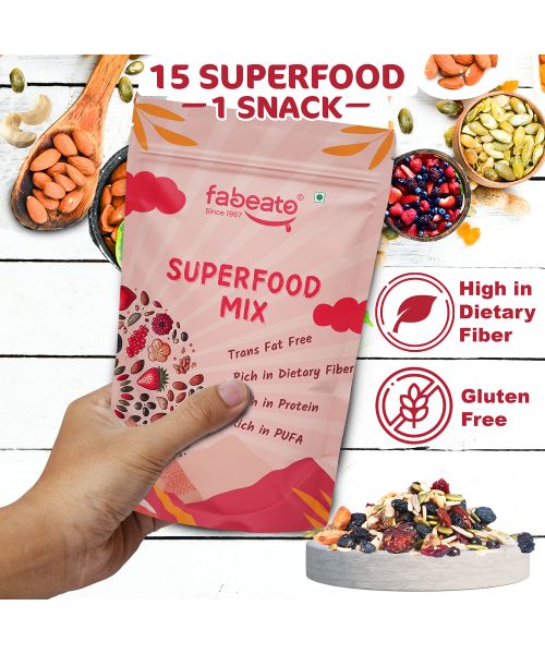 Fabeato: 15-In-1 Premium Super Food Mix, Nuts, Dry Fruits, Seeds and Berries - 200g