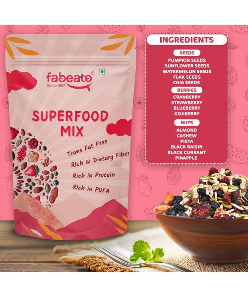 Fabeato: 15-In-1 Premium Super Food Mix, Nuts, Dry Fruits, Seeds and Berries - 200g
