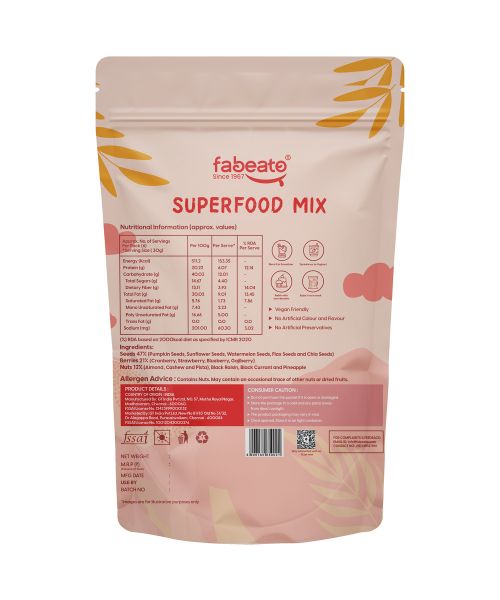 Fabeato: 15-In-1 Premium Super Food Mix, Nuts, Dry Fruits, Seeds and Berries - 200g