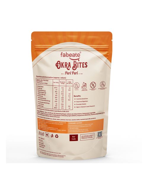 Fabeato: Peri Peri Okra Chips, Bhindi Chips, Vacuum Fried, Vegetable Chips - (Pack of 3 X 30g)